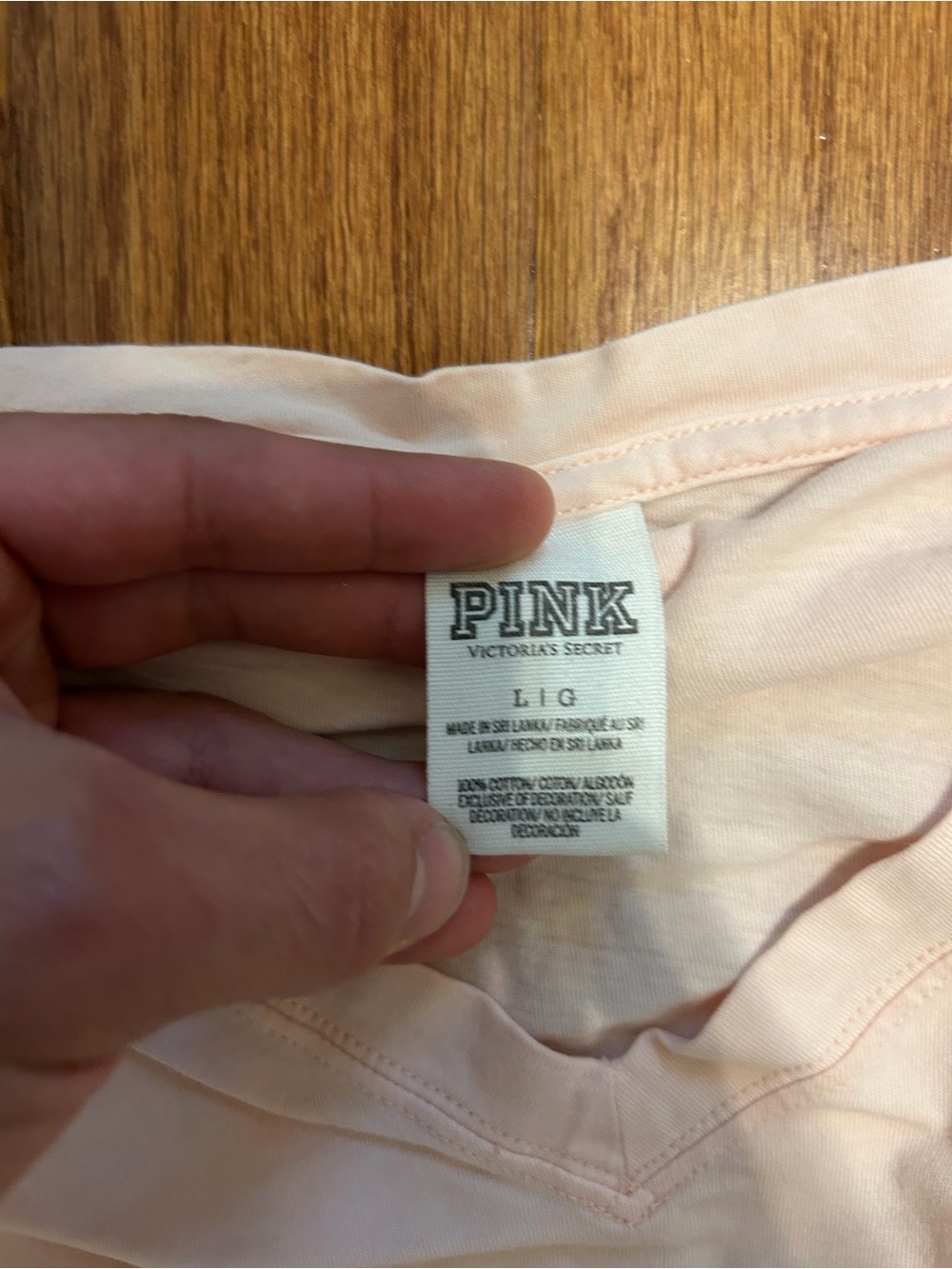 PINK Victoria's Secret Light Pink Long Sleeve Pocket Tee Large - Picture 4 of 8
